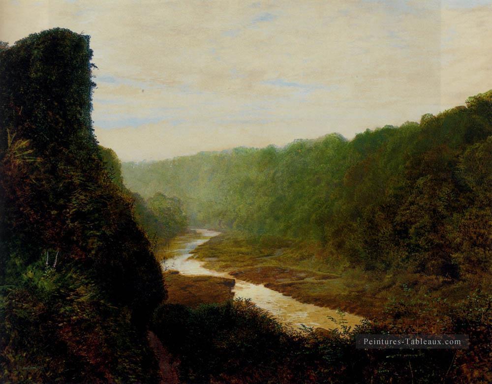 Paysage avec une rivière sinueuse Paysage de la ville John Atkinson Grimshaw Peintures à l'huile